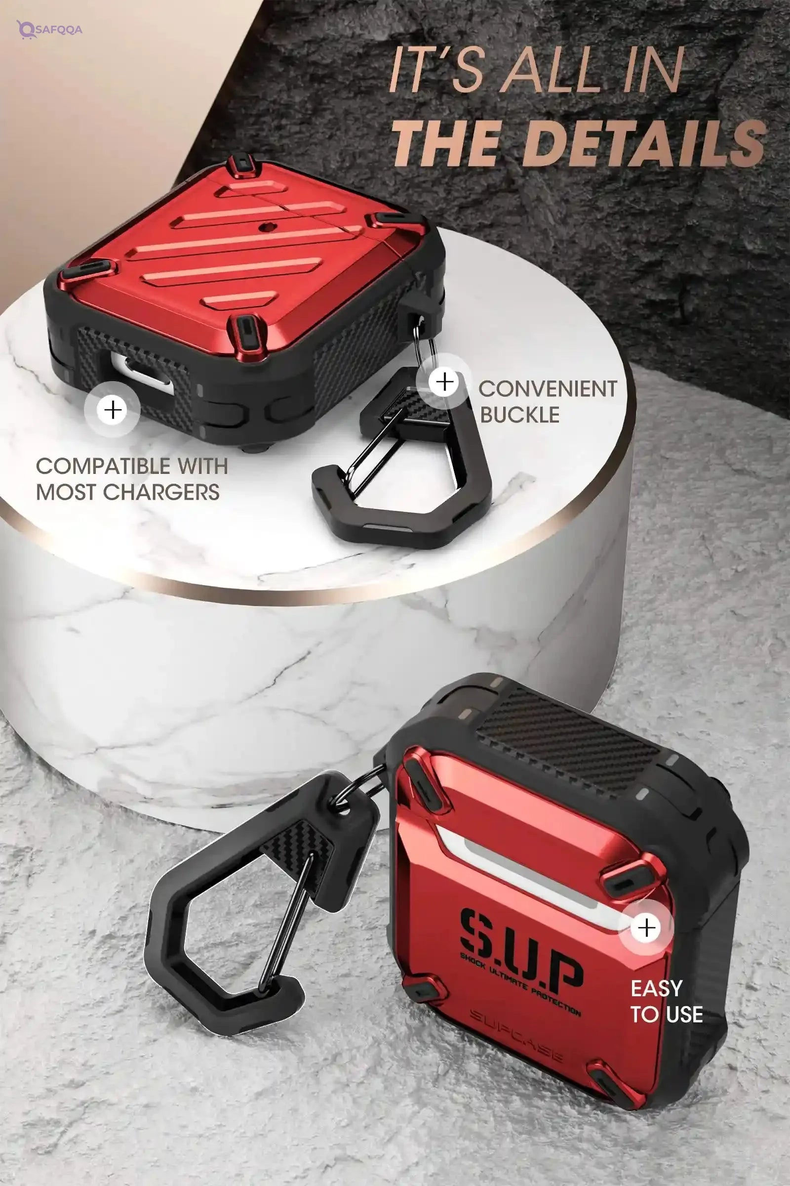 SUPCASE [Unicorn Beetle Pro Series] Case Designed for Airpods, Full Body Rugged Protective Case Compatiable with Apple AirPods 1st/2nd - Safqqa Egypt