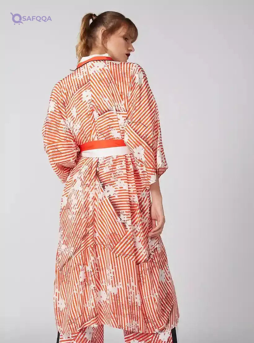 Printed Open Front Shrug with Tie Ups - Safqqa Egypt
