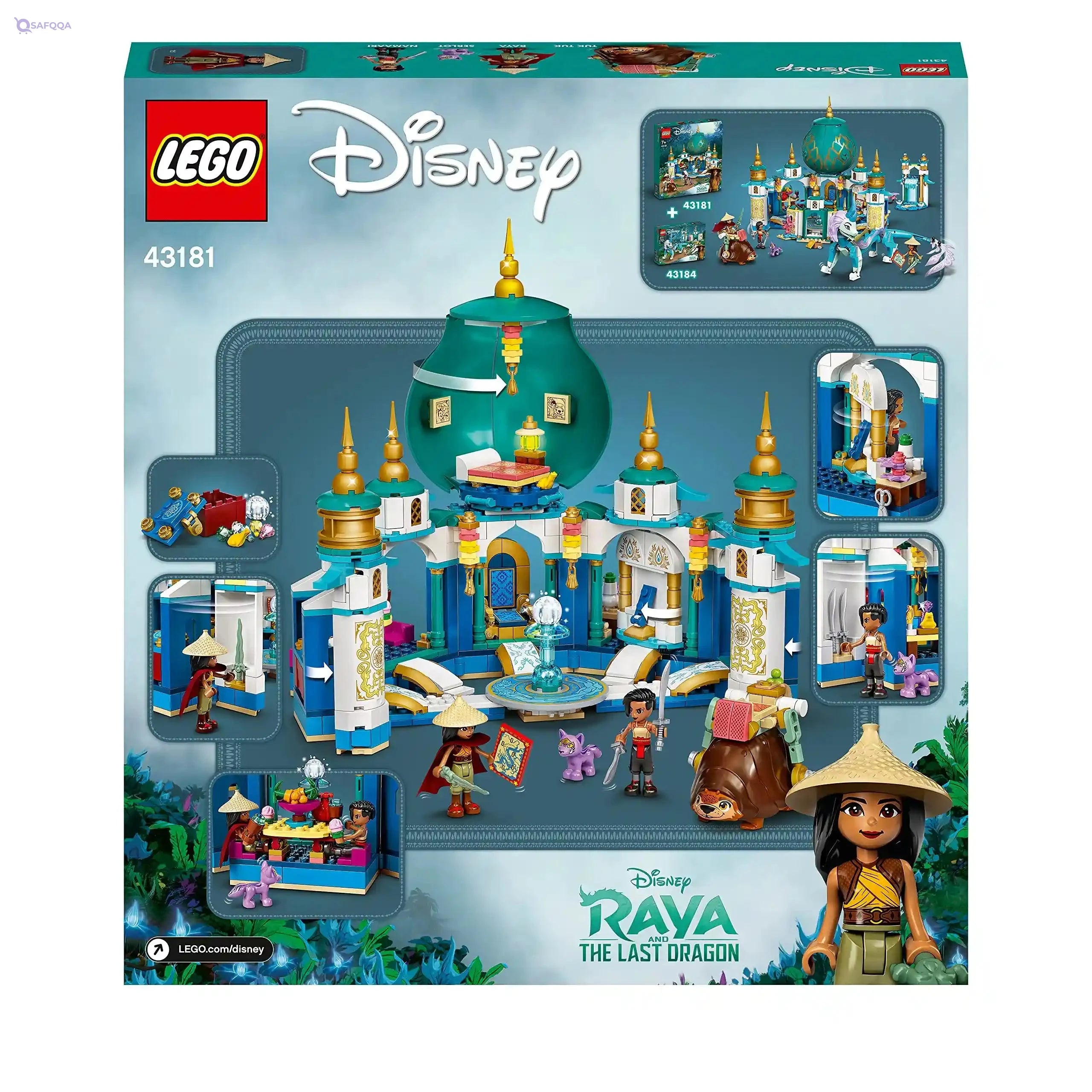 LEGO 43181 Disney Princess Raya and the Heart Palace Playset, Castle Toy with Namaari Minidoll, Tuk Tuk and Serlot Figures - Safqqa