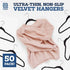 Zober Velvet Hangers 50 Pack - Black for Coats, Pants & Dress Clothes - Non Slip w/ 360 Degree Swivel, Holds up to 10 lbs - Strong Felt Hangers for Clothing - Safqqa