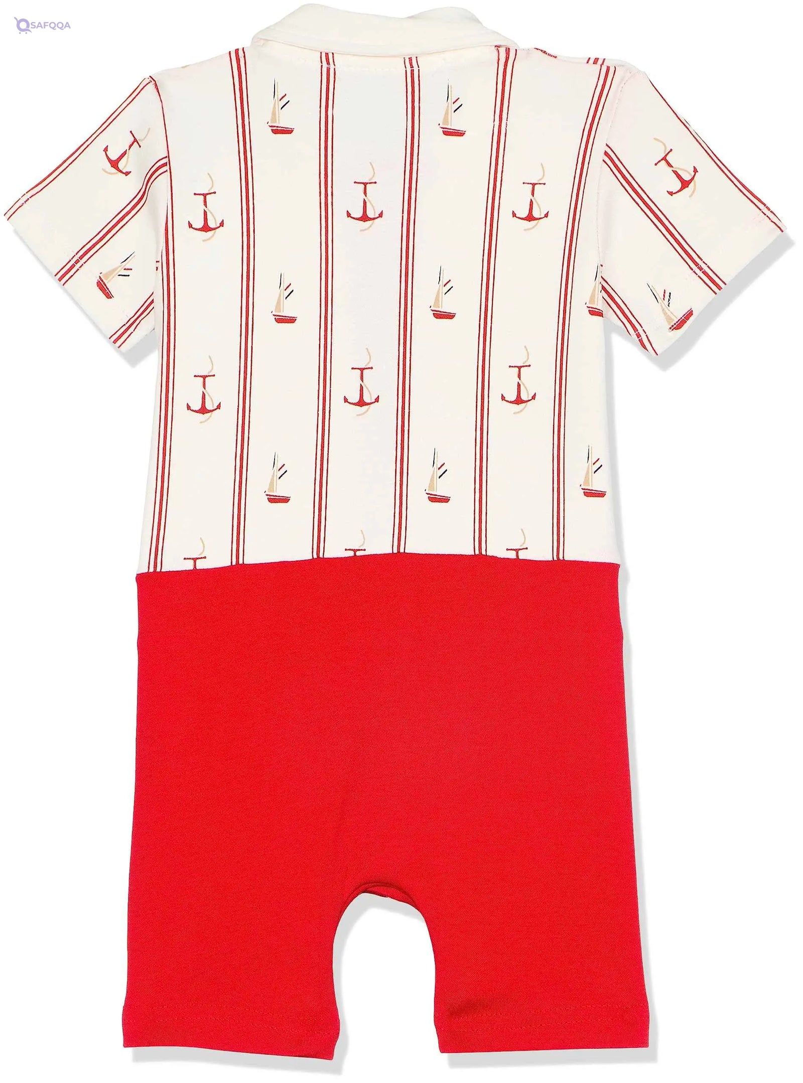 La Rosa 1355 100% Cotton Striped Onesie with Sailing Ship Print for Baby Boy - Safqqa Egypt