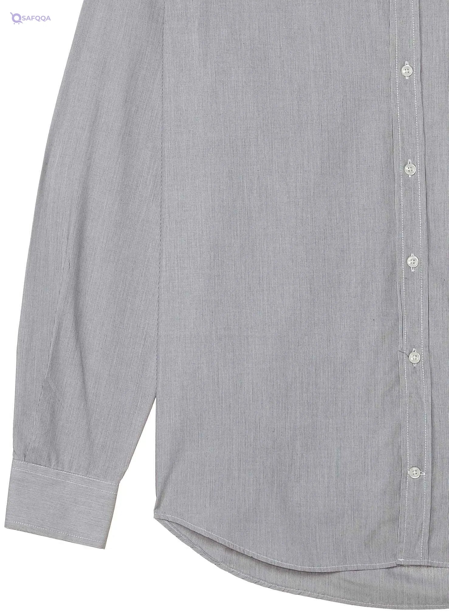 Bella Donna Cotton Long-Sleeve Button-Down Rounded-Hem Solid Shirt for Men - Safqqa Egypt