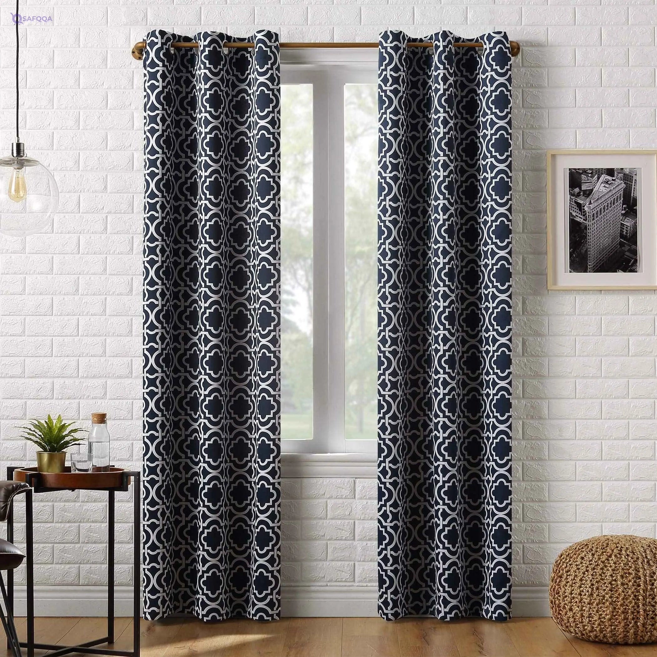 Sun Zero Barnett Trellis Blackout Grommet Curtain Panel, 40" x 84", Navy Blue - Safqqa Egypt