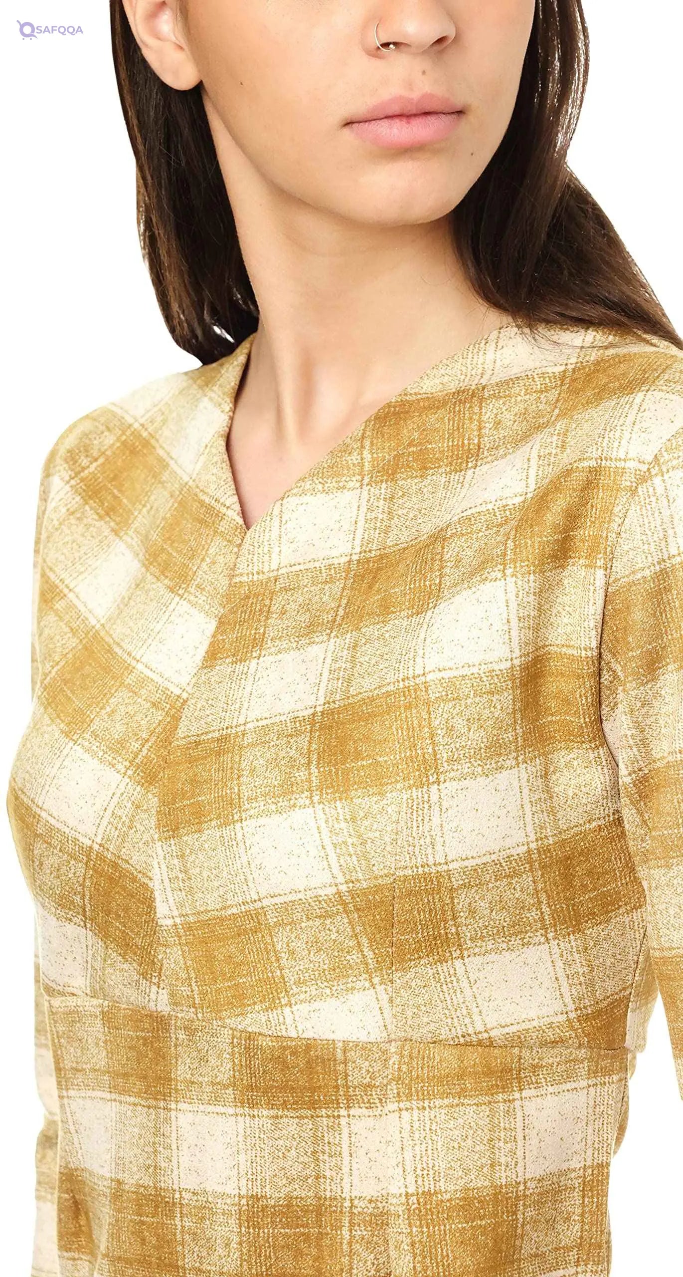 Andora Long Sleeve Plaid Dress For Women,Lightweight and easy to layer with jackets or cardigans. - Safqqa
