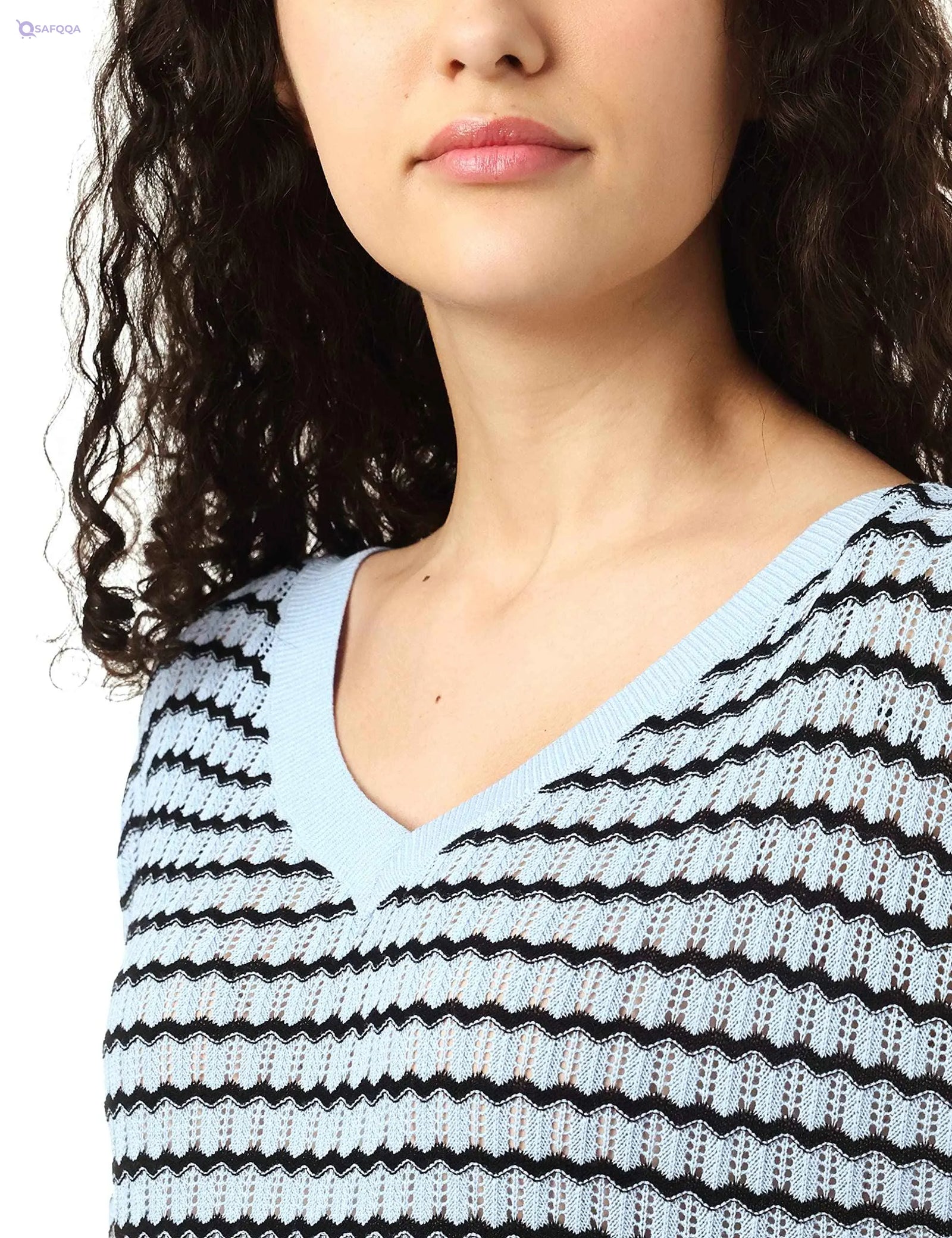 Elle Blouses For Womens Short Sleeves V-Neck Patterned Top for Women - Safqqa Egypt