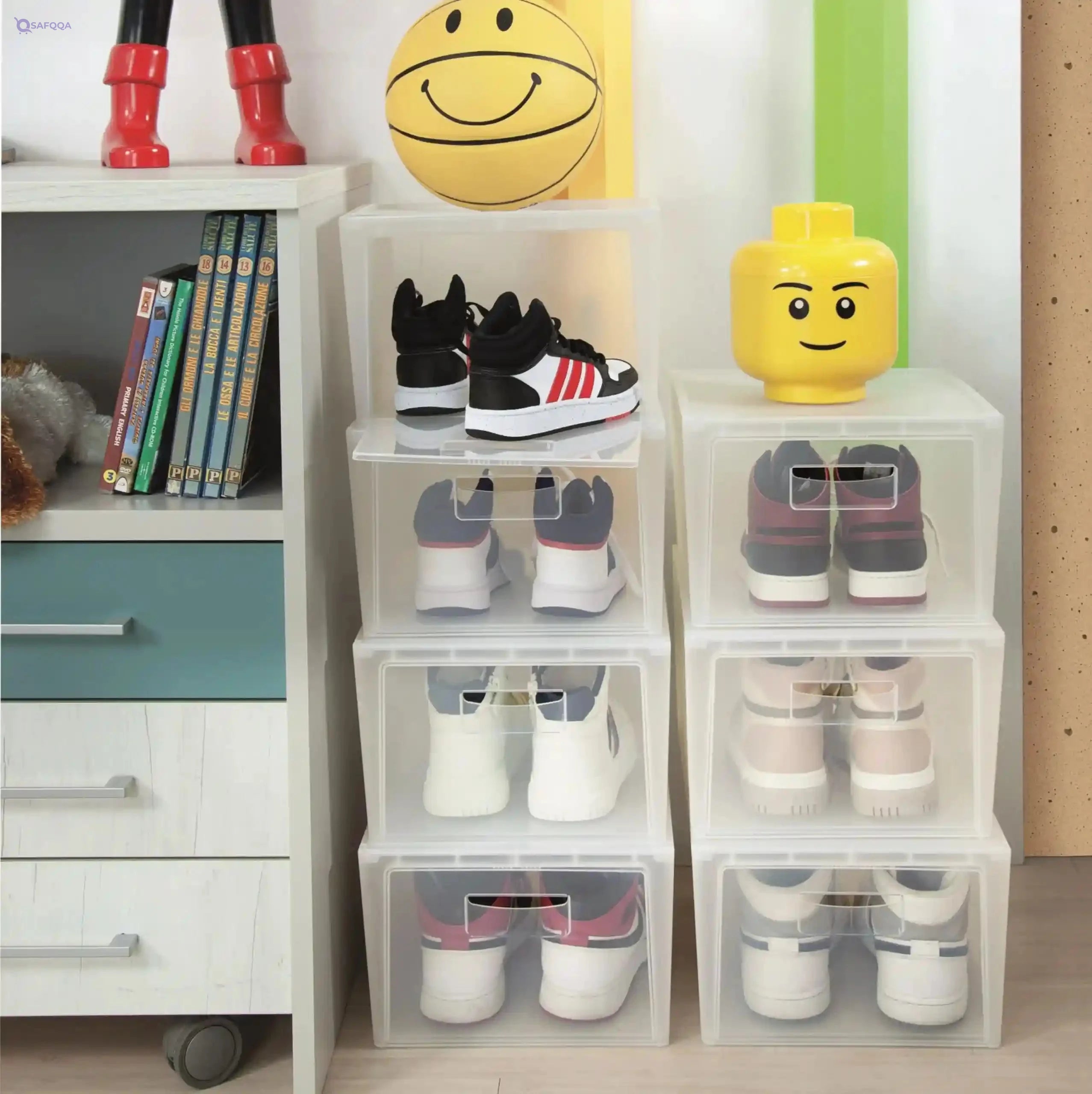 Snips, Set of 2 Shoes Rack, Shoes Organiser, Space Saving Shoe Boxes 37 x 27.7 x 25.7 cm,Made in Italy - Safqqa