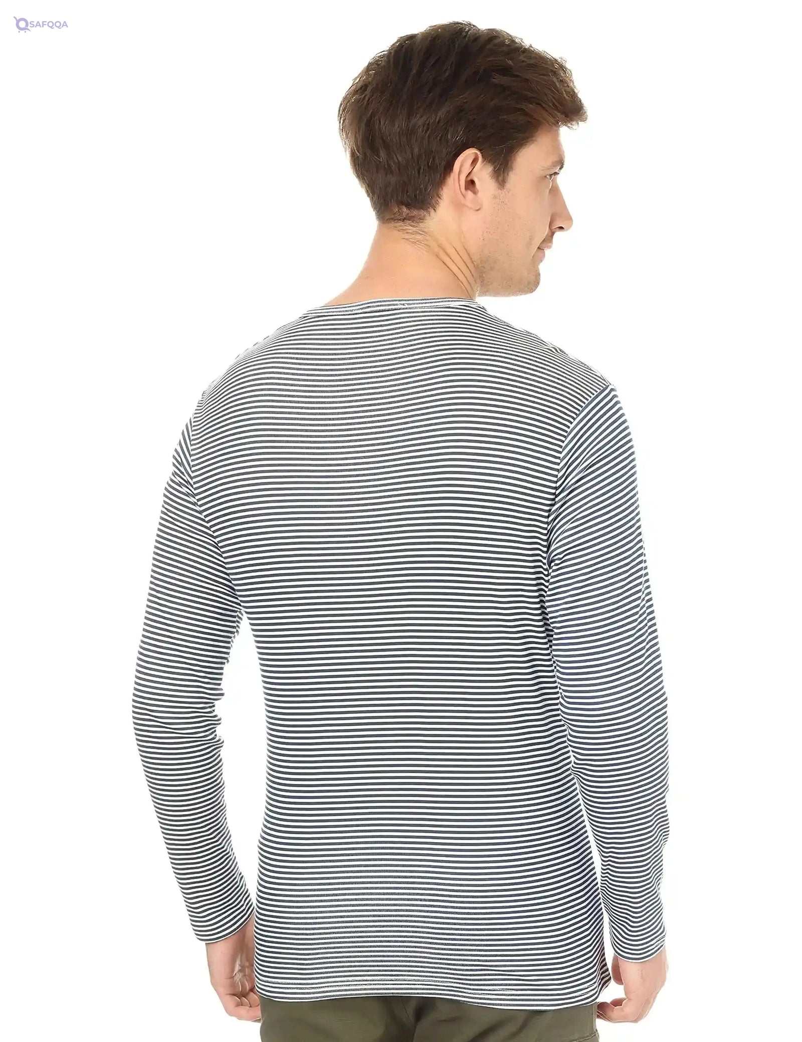 Men stripped crew neck long sleeves top - Safqqa