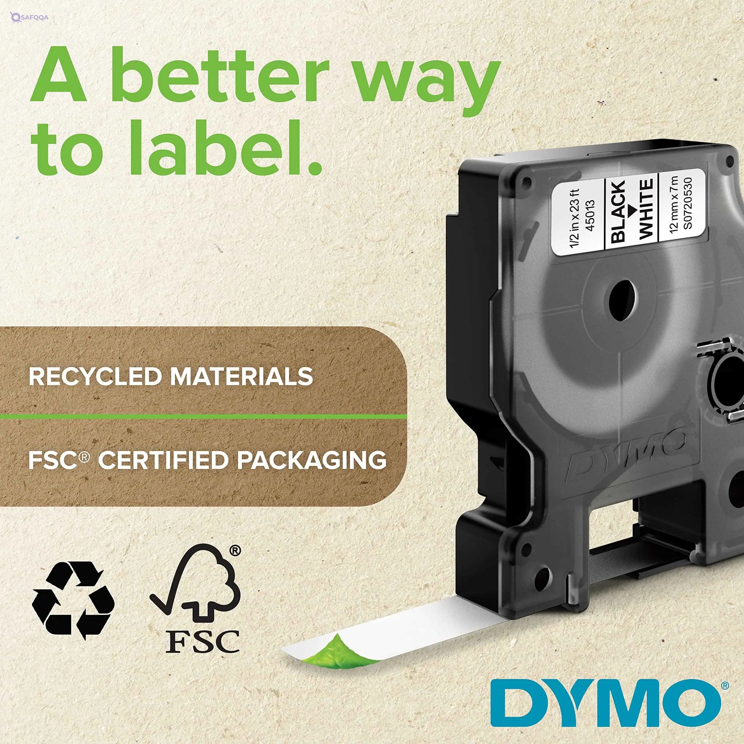 Dymo rhinopro vinyl labels, 112 mm x 5.5 m, black print on yellow, self-adhesive, 18432 - Safqqa Egypt