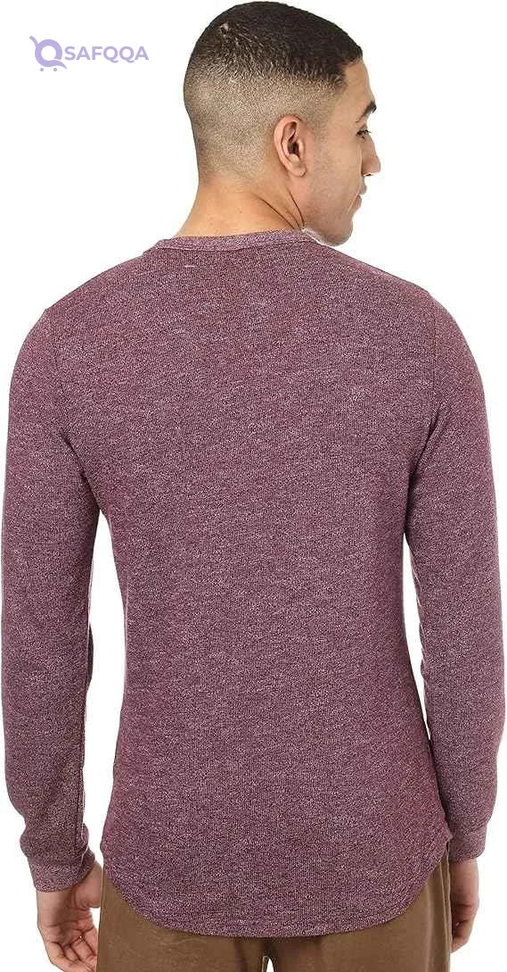 Splash Basic Waist Length Long Sleeves Basic T-Shirt For Men - Heather Brick - Safqqa Egypt
