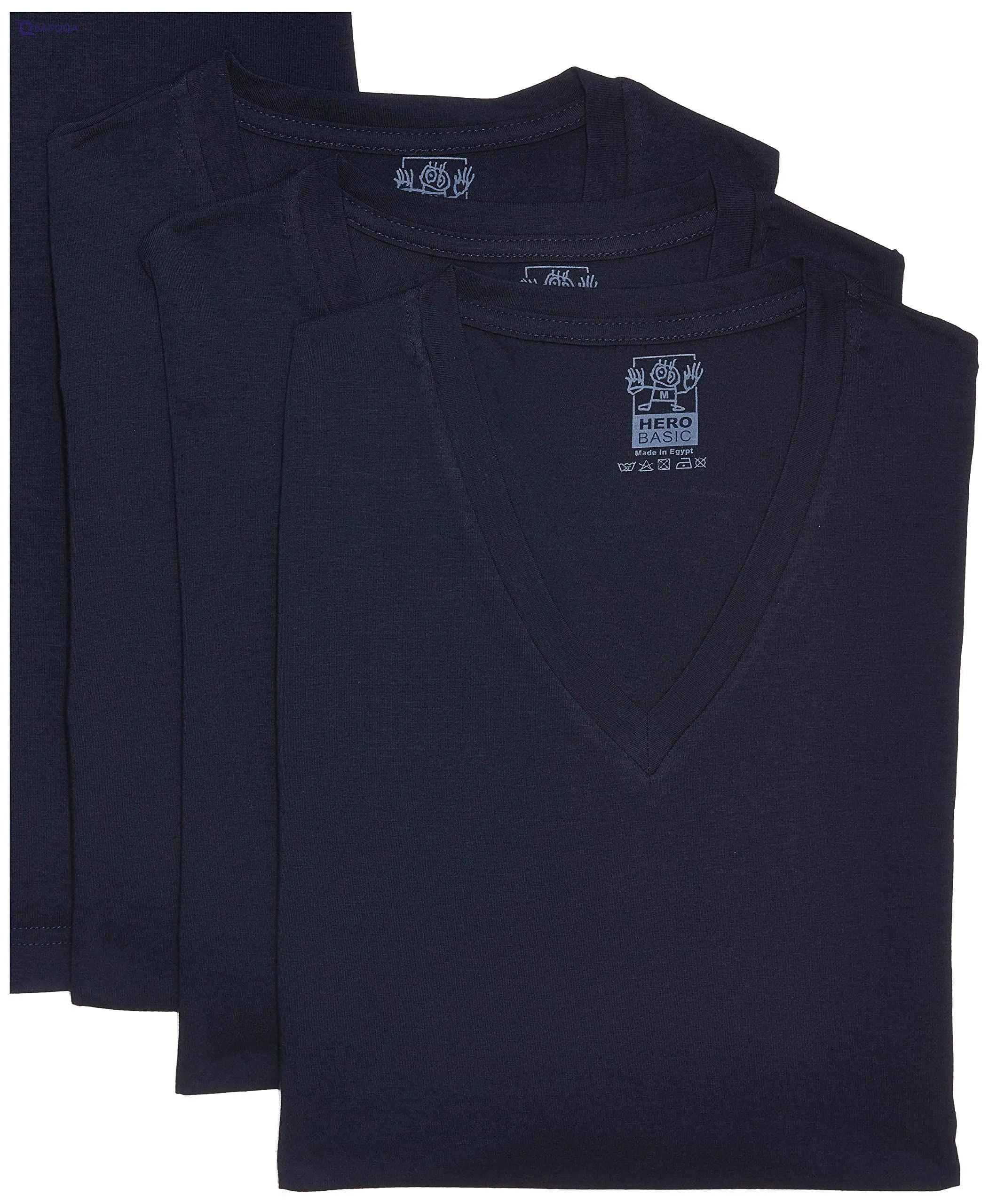 Hero Basic mens Set Of 4 - V Neck t-ShirtsPlus Free Boxer Underwear - Safqqa Egypt