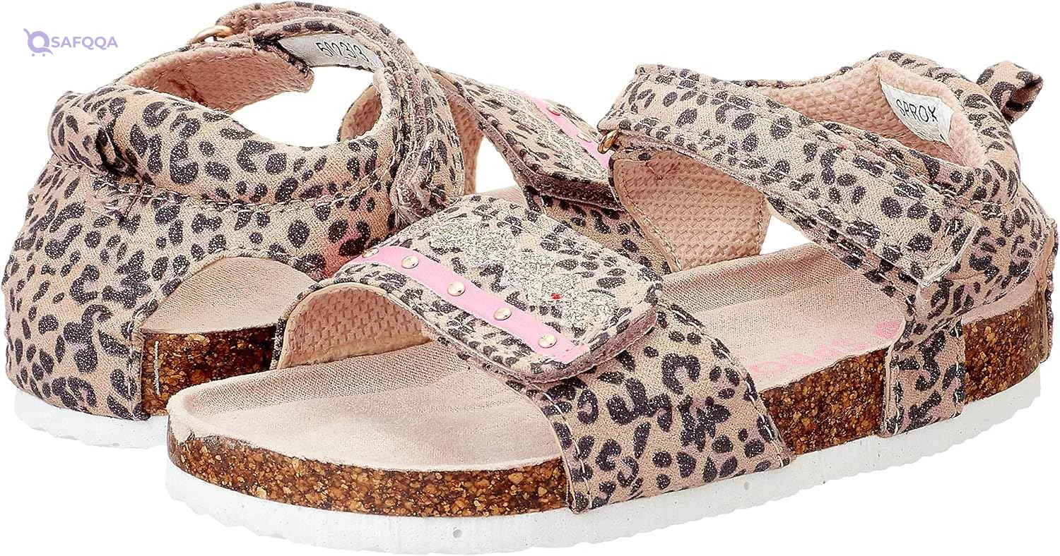 Sprox Leopard-Pattern Velcro-Strap Flat Sandals for Girls - Safqqa Egypt