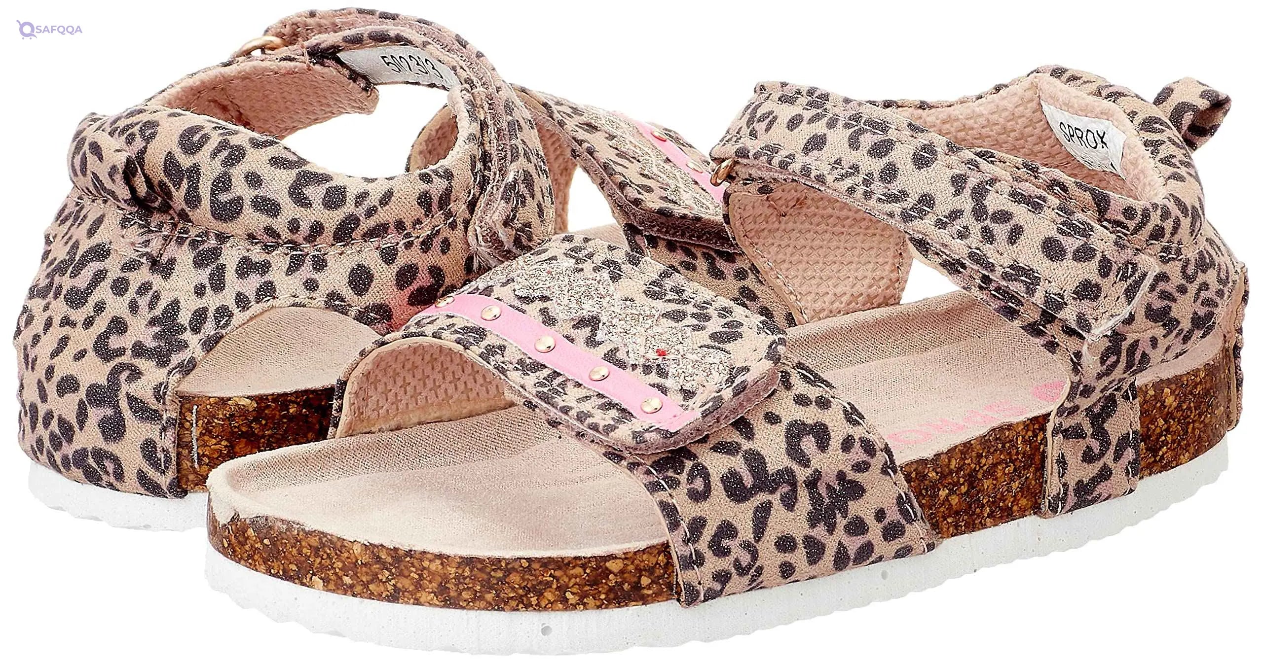 Sprox Leopard-Pattern Velcro-Strap Flat Sandals for Girls - Safqqa Egypt