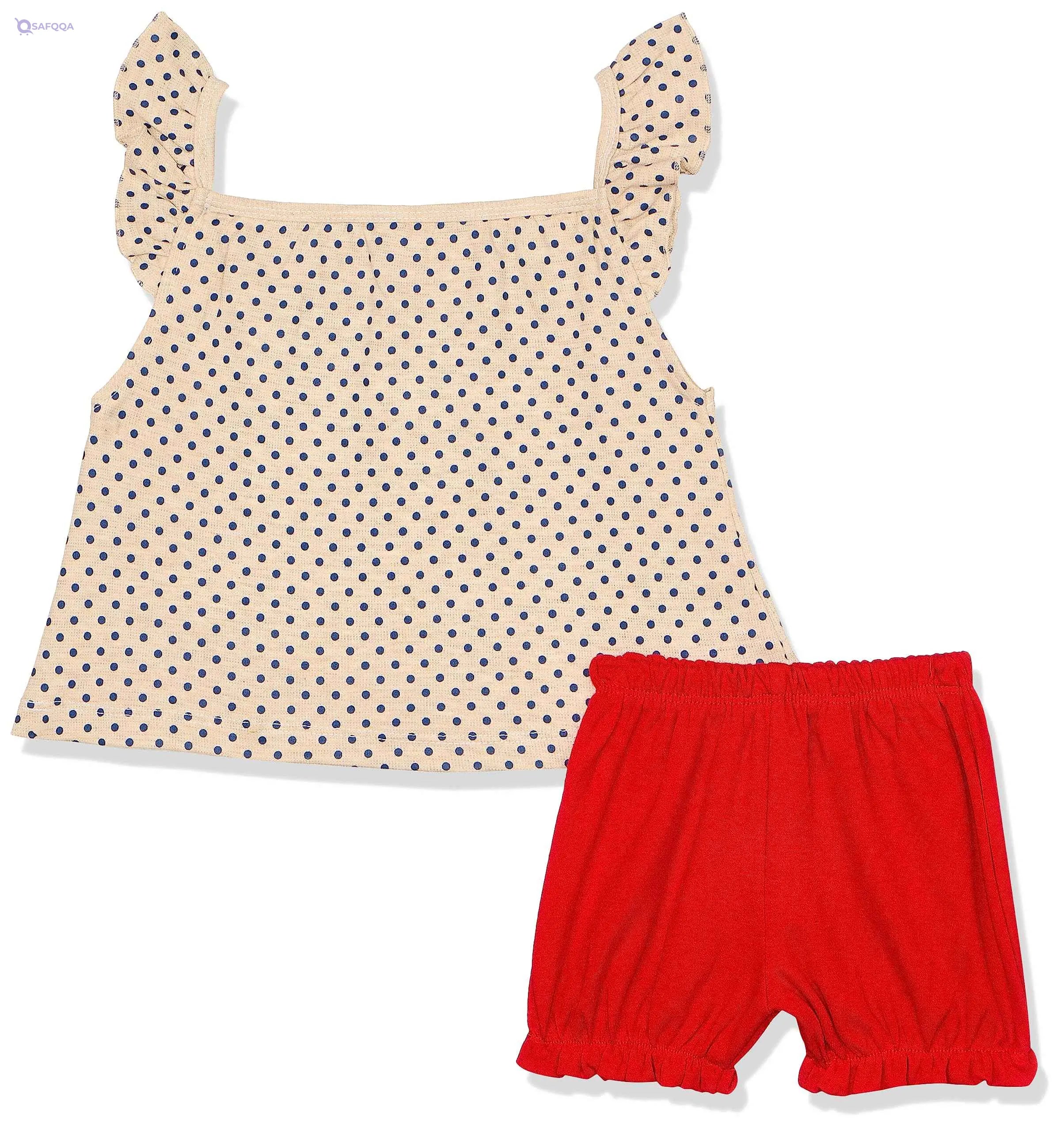 Baby Home 4013 100% Cotton Baby Set of Half Sleeves T-Shirt Fish Printed, Short and a Bib - Safqqa Egypt