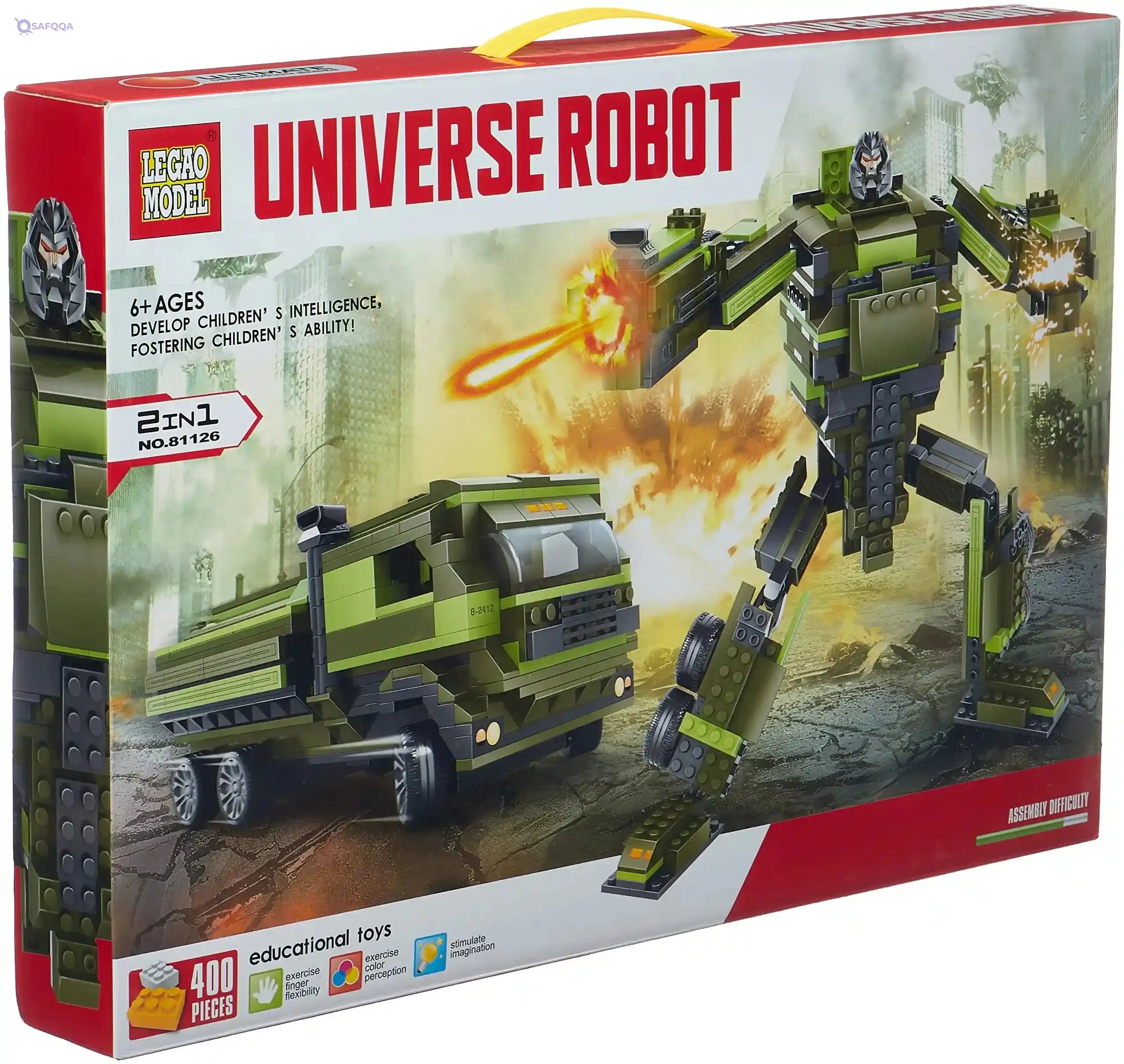 Universe robot assembly 2-in-1 model, 400 pieces - green and black - Safqqa Egypt