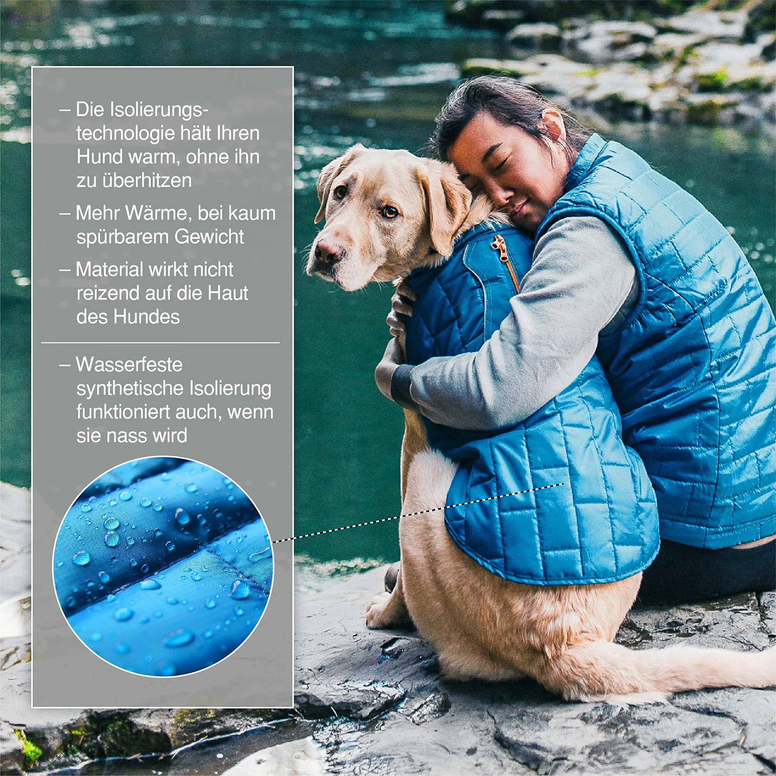 Kurgo Loft Dog Jacket, Reversible Dog Coat, Wear with Harness or Sweater, Water Resistant, Reflective, Winter Coat For Medium Dogs - Safqqa
