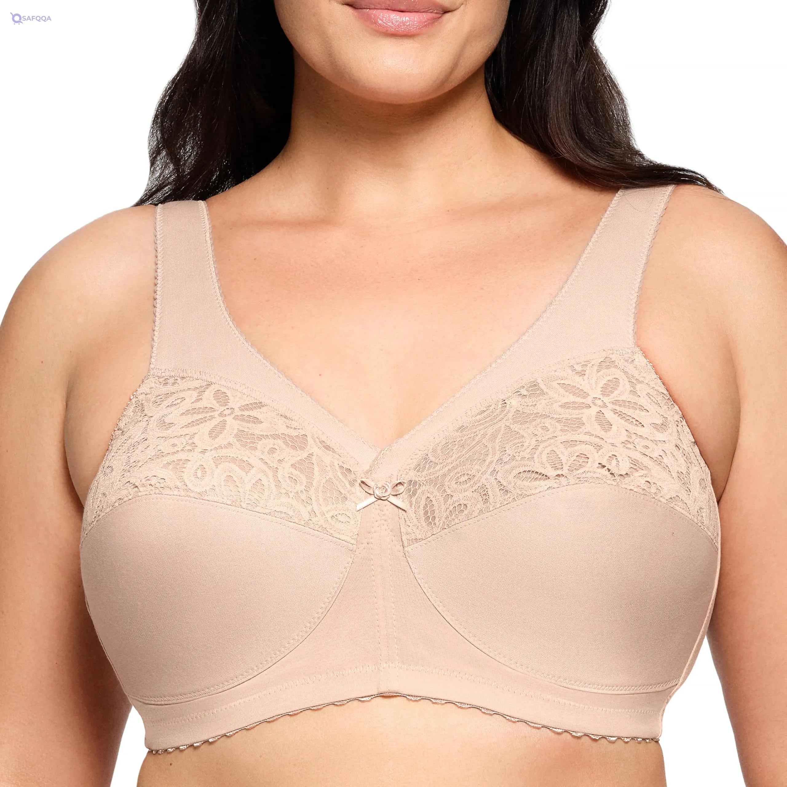 Glamorise Cotton Comfort Wirefree Bra for Plus Size Women - Safqqa