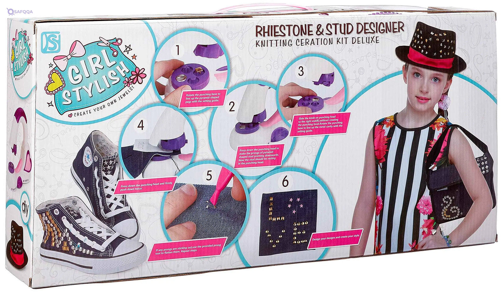 fashion machine 2*1 diy phiestone &stud designer knitting ceration kit deluxe+6Y - Safqqa Egypt