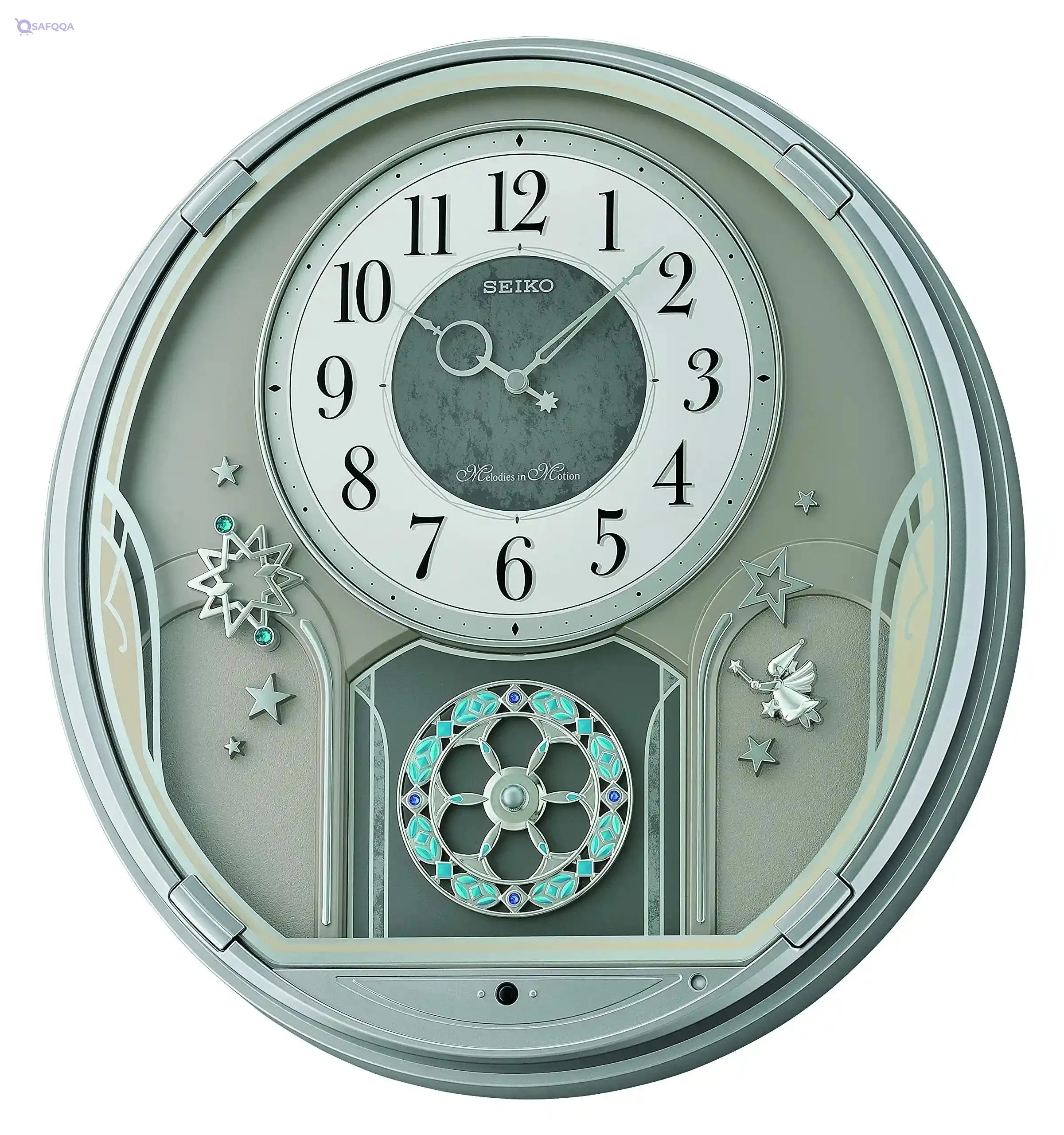 Seiko Wall Clock QXM375S -Analog Metalic Silver Color & Grey Dial Melodies in Motion Wall Clock - Safqqa Egypt