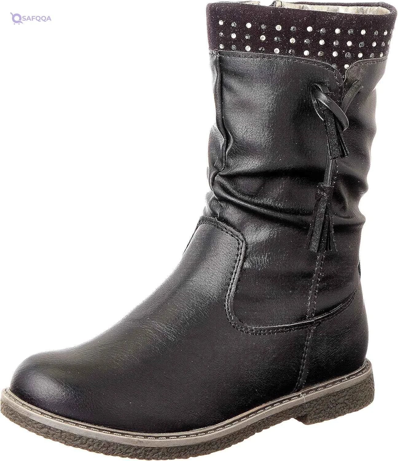 Sprox Studded Detail Slouch Side-Zip Mid-Calf Boots for Girls - Safqqa Egypt