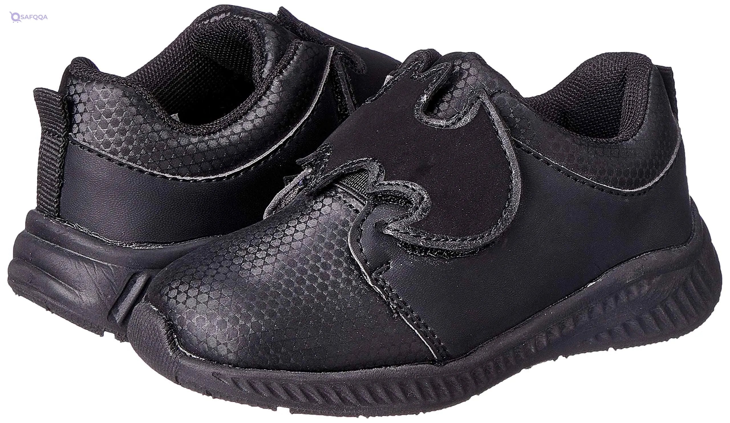 Leomil Leather Batman Stitched Detail Velcro Closure School Shoes with Pull Tab for Boys - Safqqa Egypt