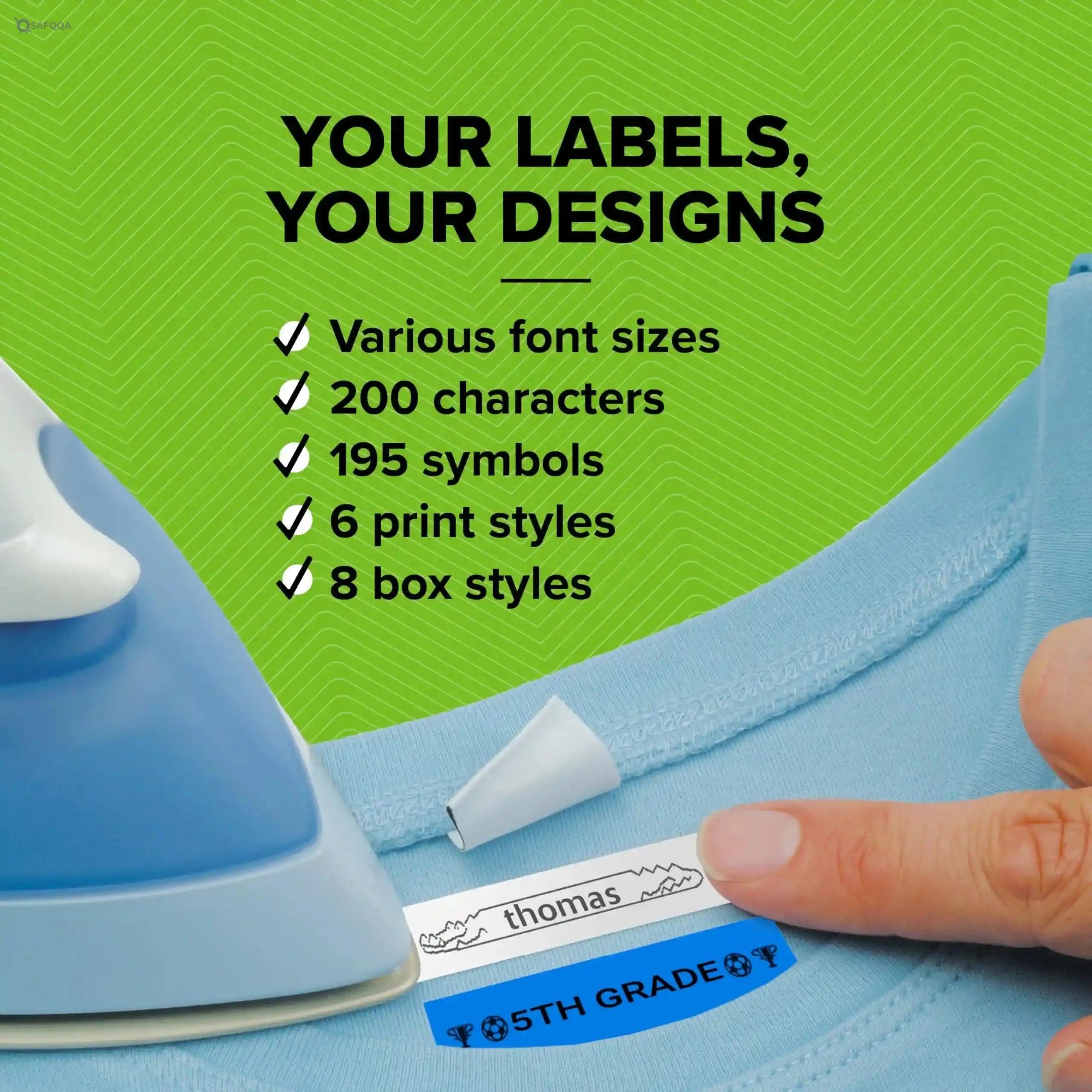 DYMO  Plastic Labels | Authentic | 12 mm x 4 m Roll | Black Print on Green Labels | Self-Adhesive Multipurpose Labels for Label Makers - Safqqa