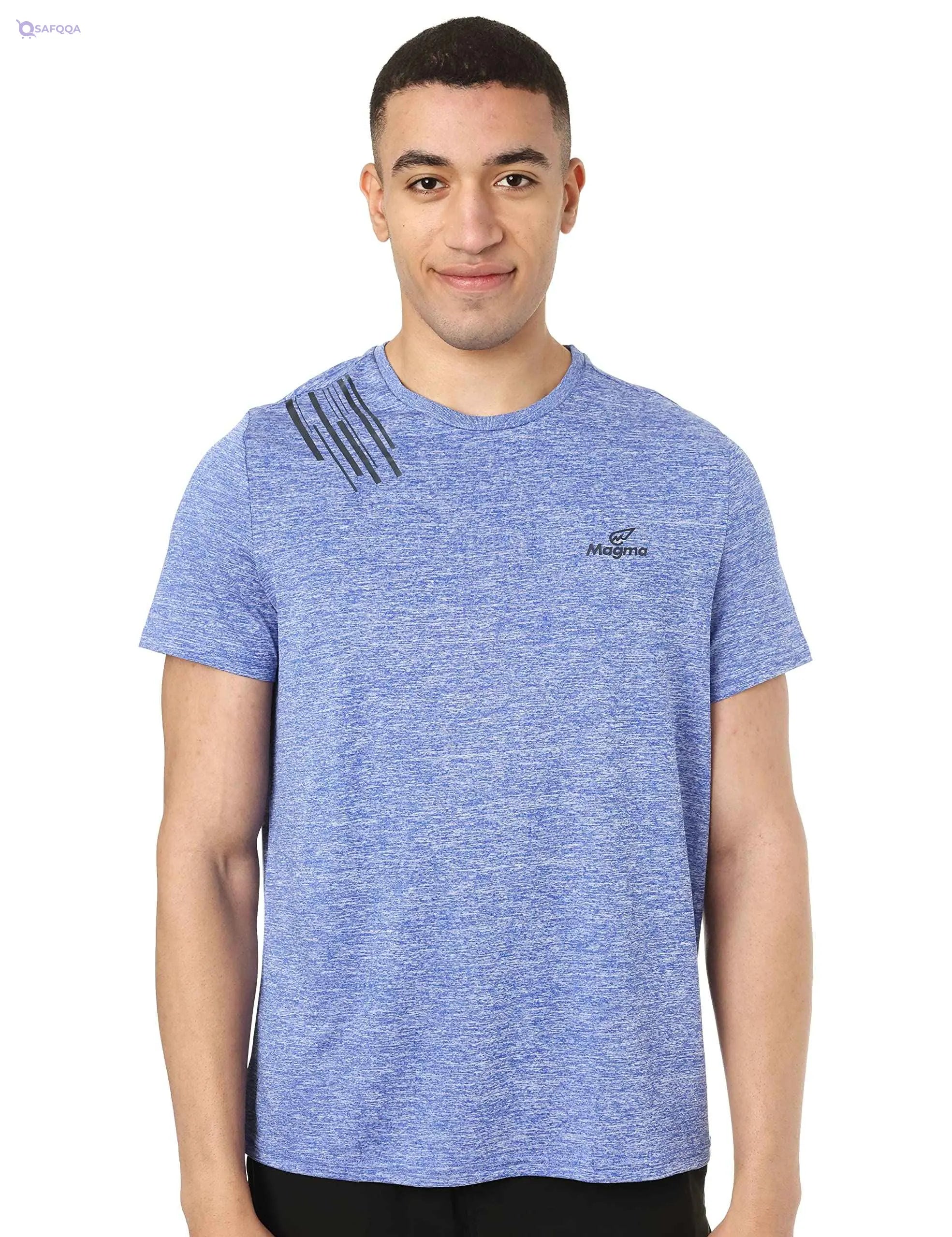 Magma Basic Polyester Chest Logo Print Short Sleeves Round Neck Sports T-Shirt for Men - Safqqa Egypt