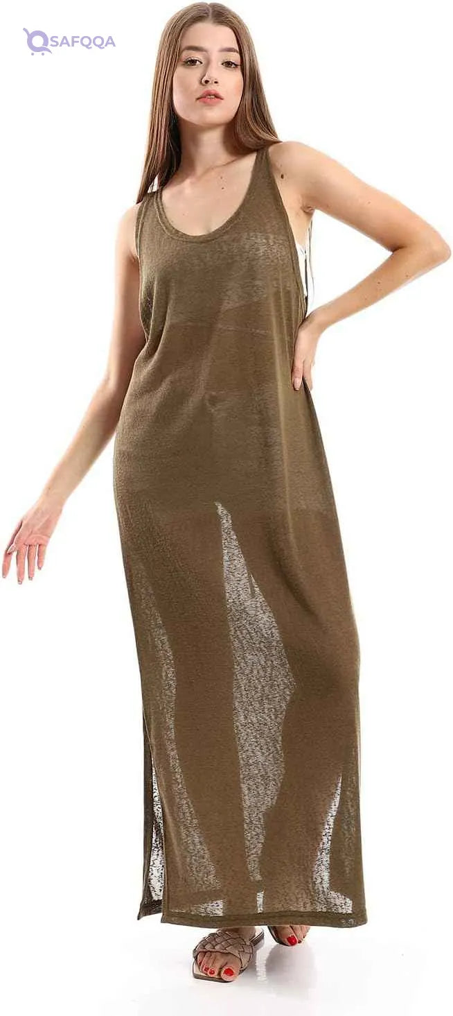 Jamila Women Round Collar Cover UP With Side Slits OuterWear - Safqqa Egypt