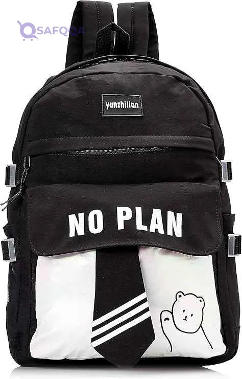 Waterproof Backpack with Small Teddy Bear for Adults - Black and White (Size L) - Safqqa Egypt