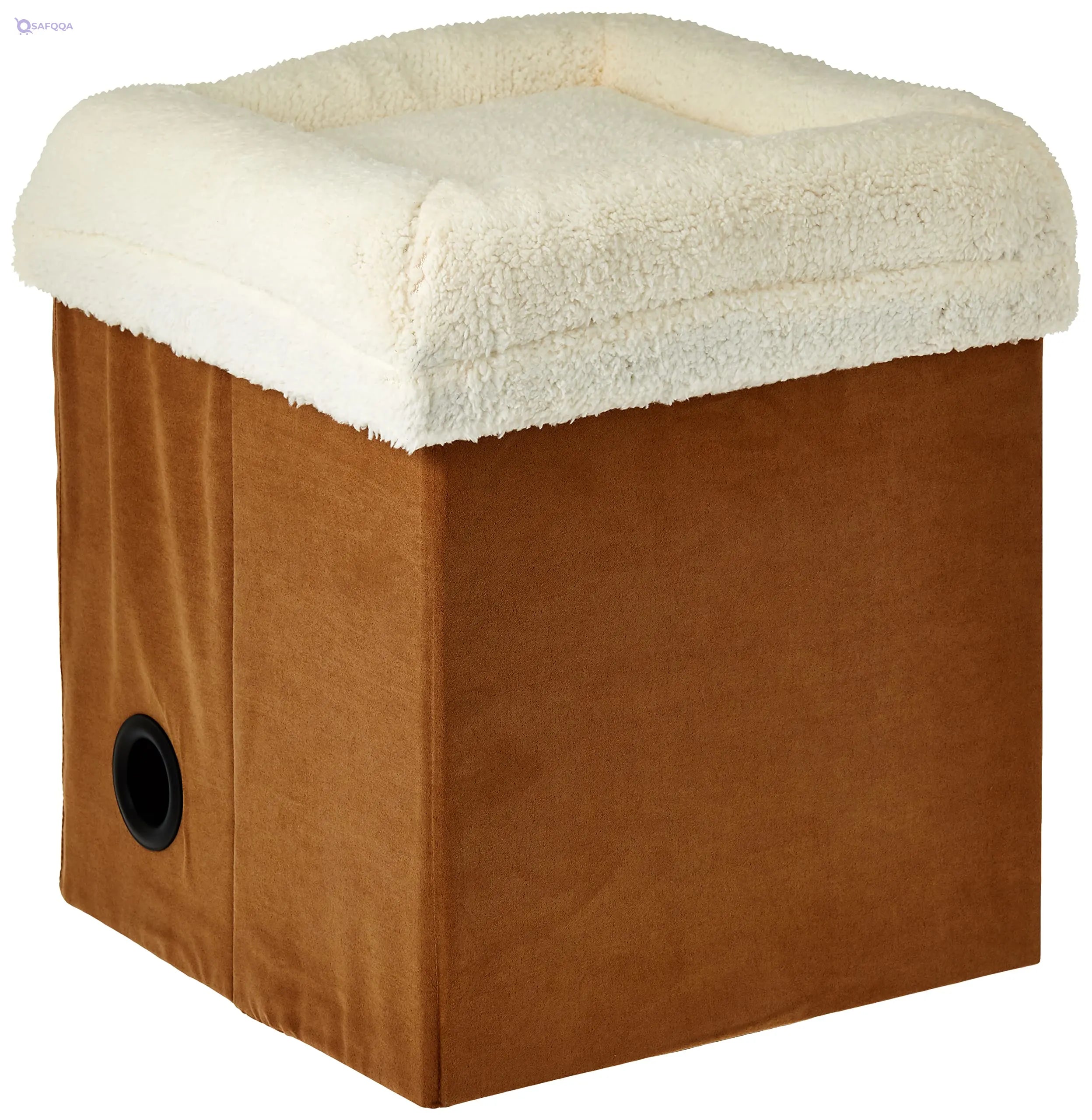 All For Paws 2-in-1 Cat Castle – Lambswool, Tan - Safqqa