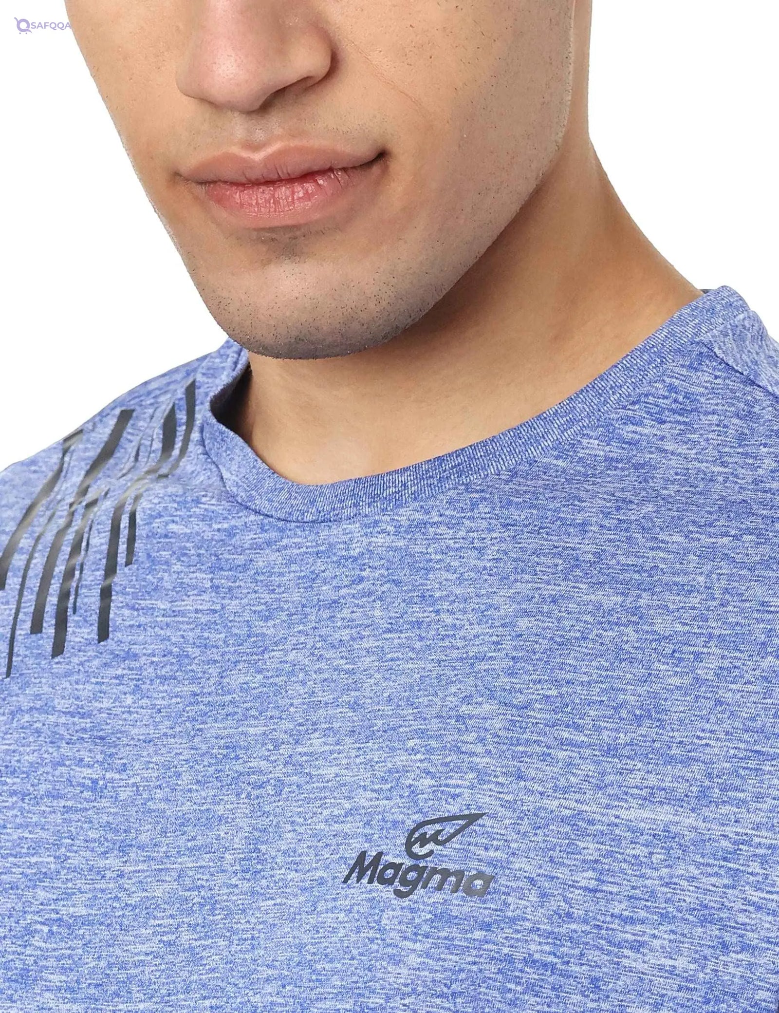 Magma Basic Polyester Chest Logo Print Short Sleeves Round Neck Sports T-Shirt for Men - Safqqa Egypt