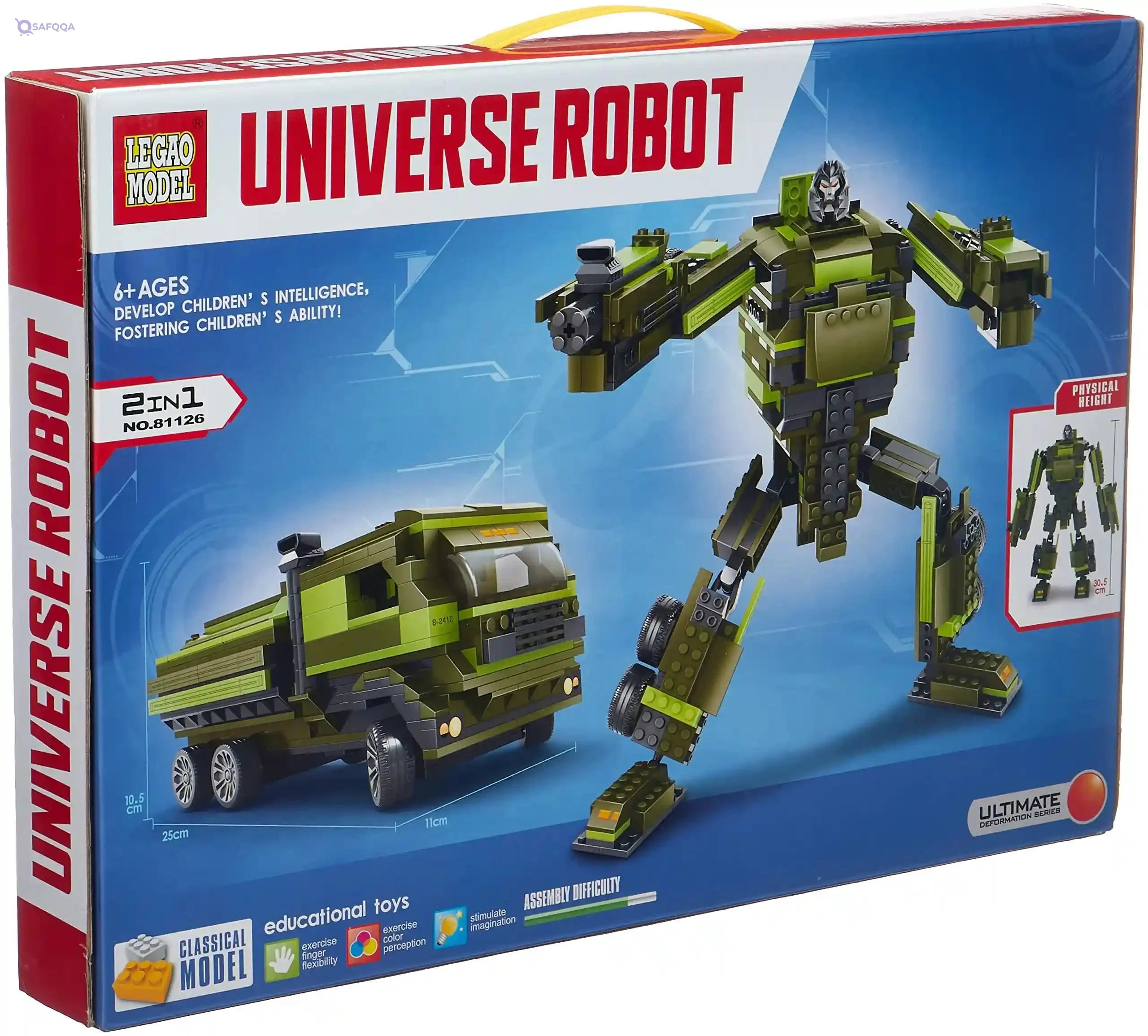 Universe robot assembly 2-in-1 model, 400 pieces - green and black - Safqqa Egypt