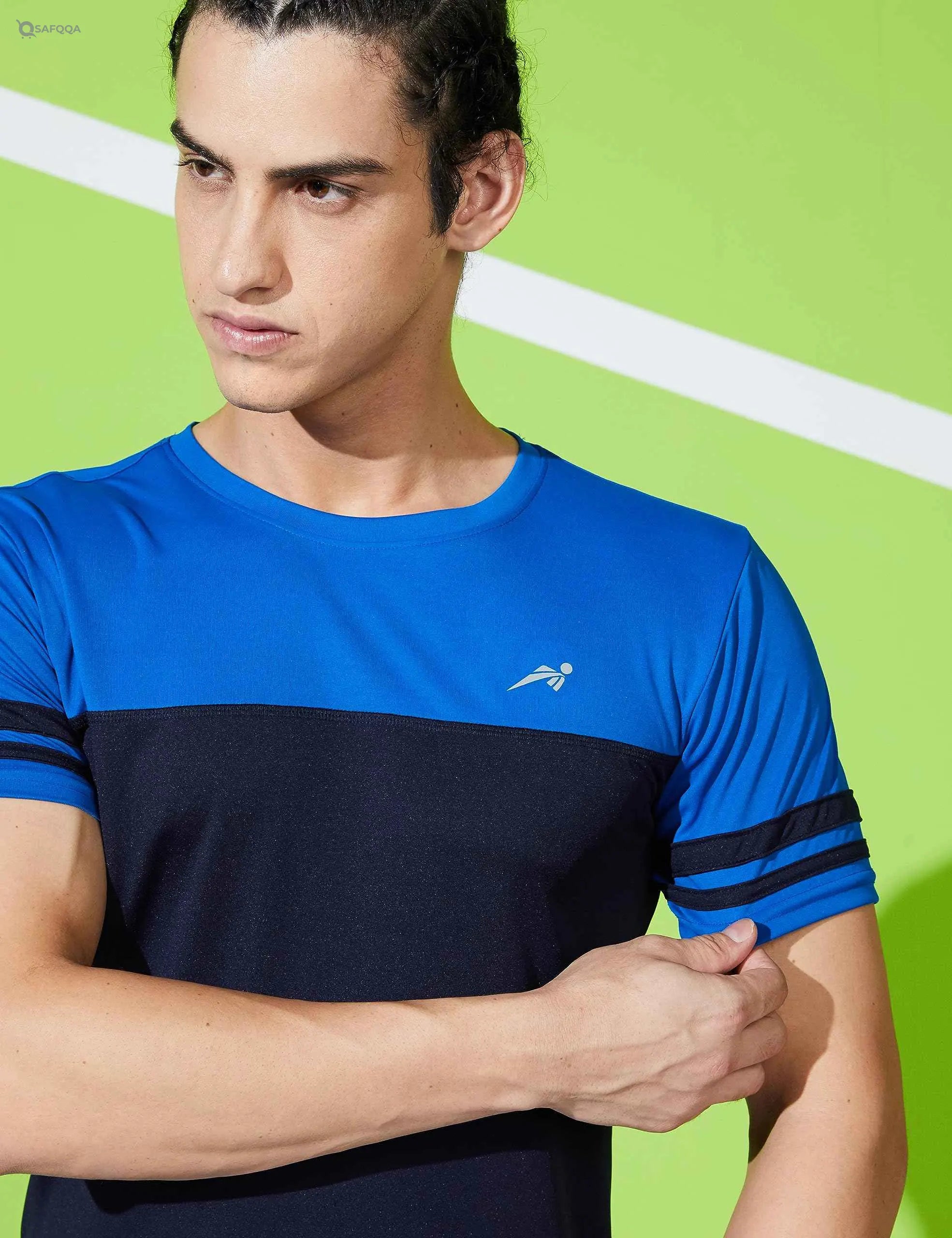 Symbol  Men’s Color Block Active Sports T-Shirt - Safqqa