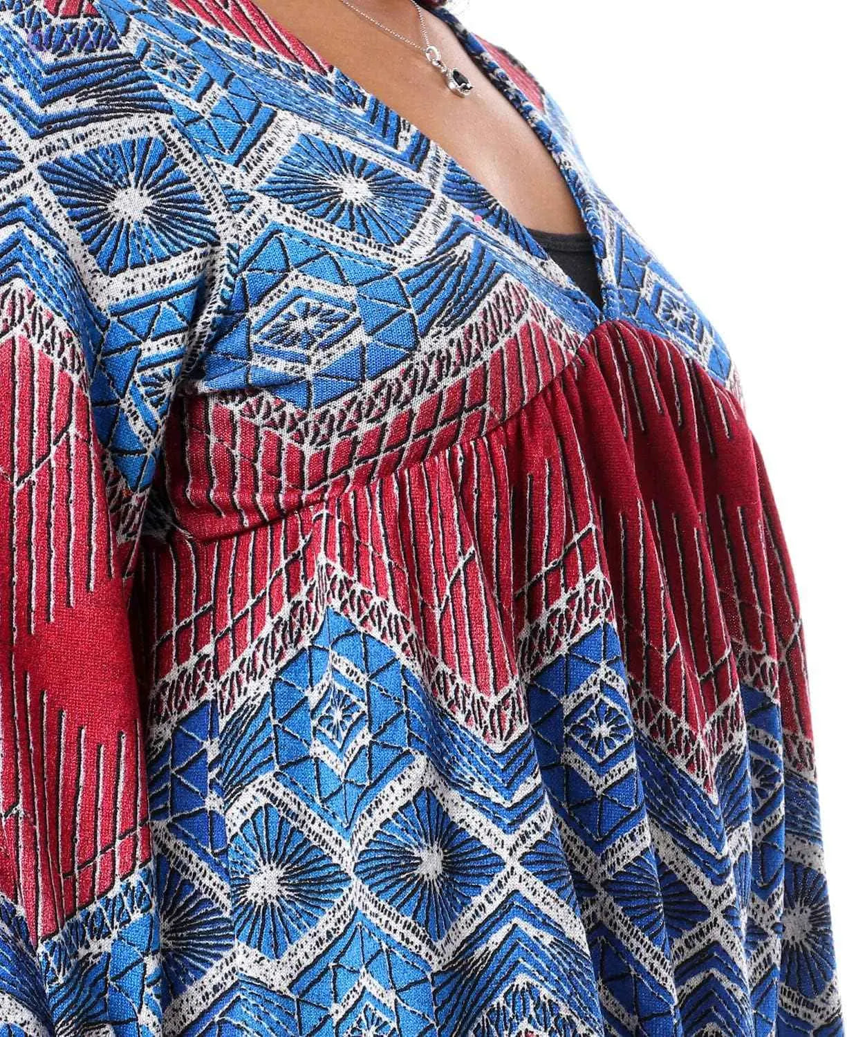 JAMILA Women's V-Neck Tunic Top with Elastic Cuffs - Safqqa Egypt