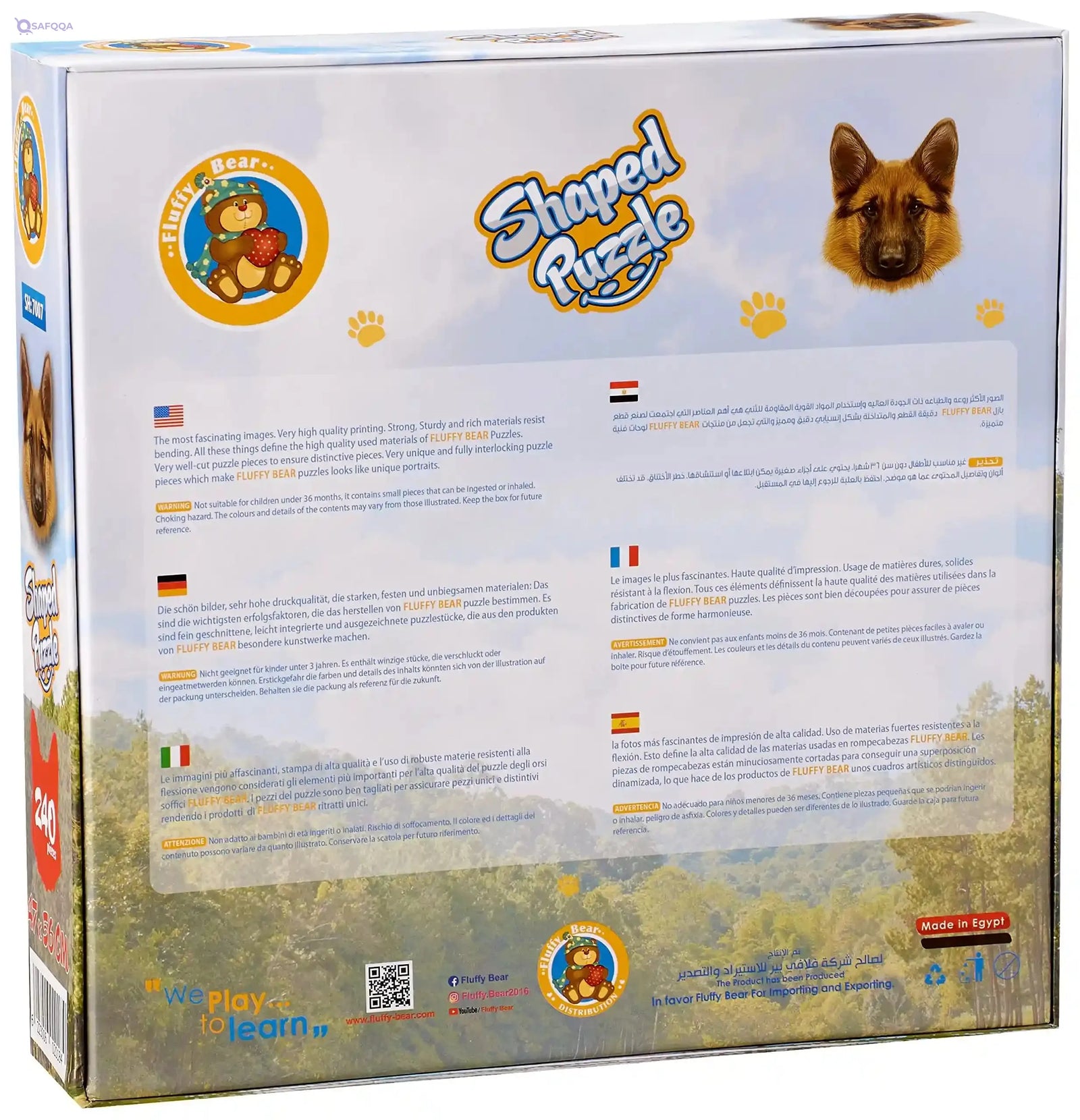 Fluffy Bear SH-7007 German Shepherd Shaped Puzzle - 240 Pieces - Safqqa Egypt