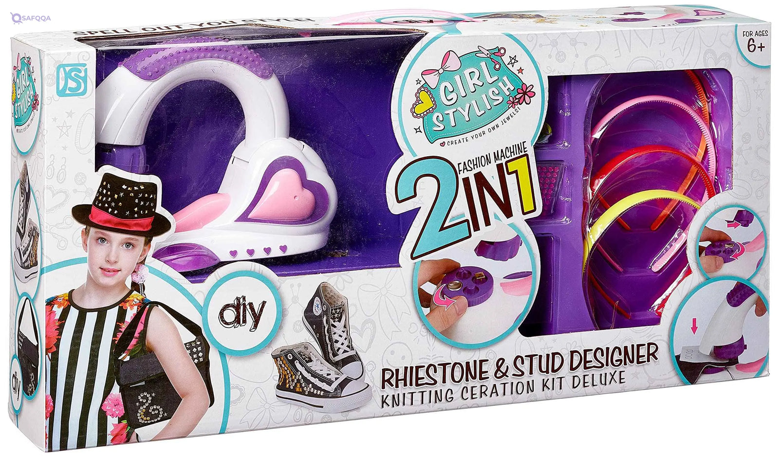 fashion machine 2*1 diy phiestone &stud designer knitting ceration kit deluxe+6Y - Safqqa Egypt