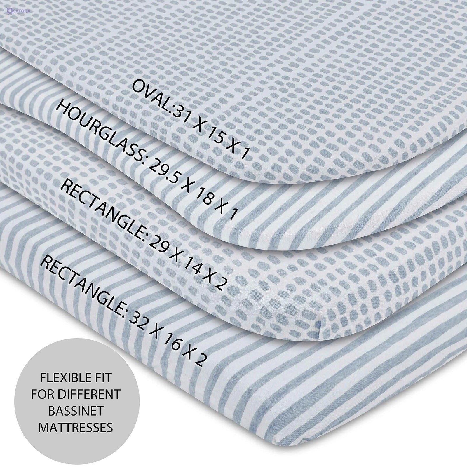 Ely’s & Co. Patent Pending Waterproof Bassinet Sheet 2-Pack Set for Baby Boy - 100% Cotton, Jersey Knit Cotton Sheets with Waterproof Lining - Safqqa