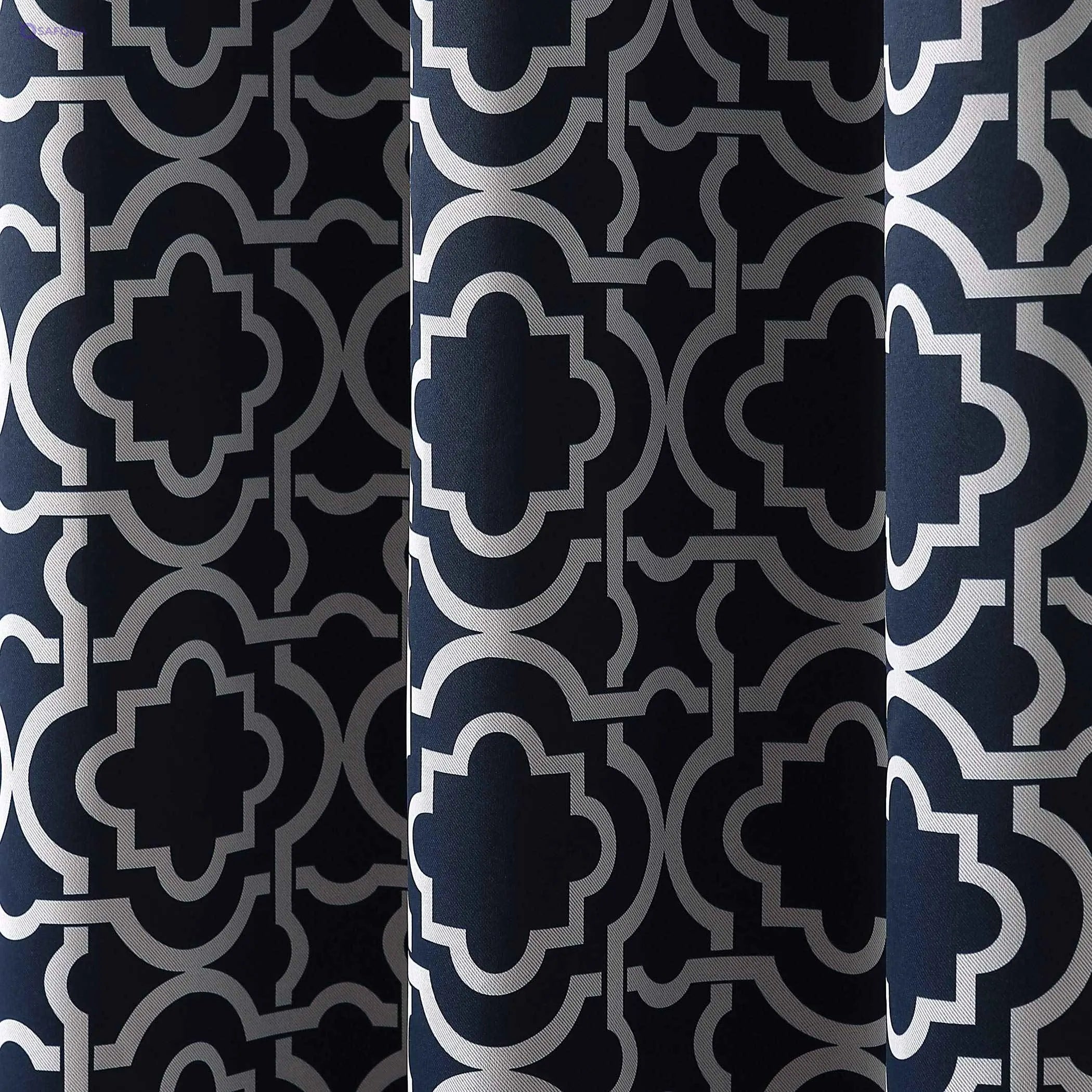 Sun Zero Barnett Trellis Blackout Grommet Curtain Panel, 40" x 84", Navy Blue - Safqqa Egypt