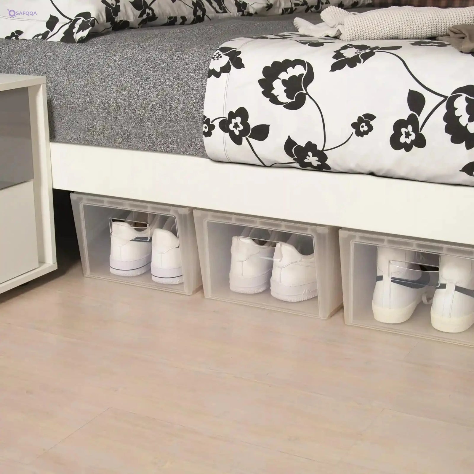 Snips, Set of 2 Shoes Rack, Shoes Organiser, Space Saving Shoe Boxes 37 x 27.7 x 25.7 cm,Made in Italy - Safqqa