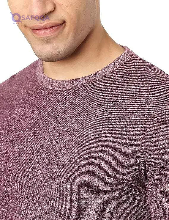 Splash Basic Waist Length Long Sleeves Basic T-Shirt For Men - Heather Brick - Safqqa Egypt