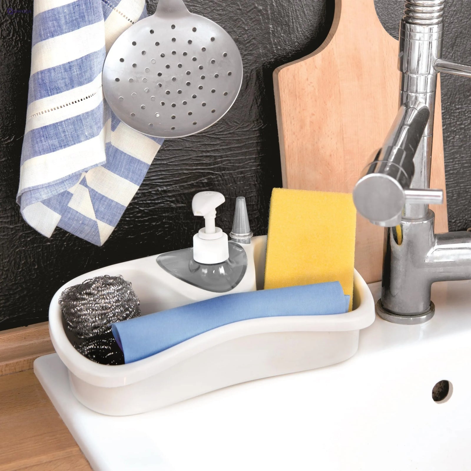 Snips Soap Storage Box for Sponges and Dispensers 26 x 11.5 x 14.5 cm -100% Recycled Plastic Made in Italy, White - Safqqa
