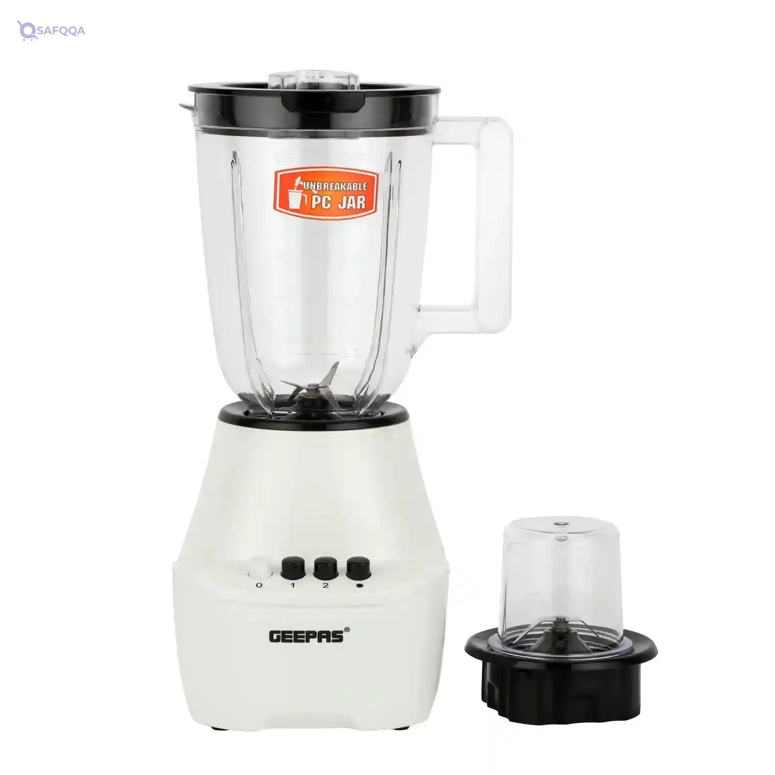 Geepas GSB5409 400W 2 in 1 Blender - Stainless Steel Blades, 4 Speed Control with Pulse | Over Heat Protection| Ice Crusher, Chopper, Coffee Grinder & More - Safqqa Egypt