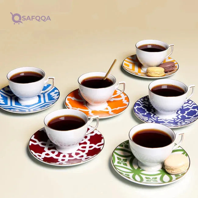 Porland Morocco Coffee Cup & Saucer Set • Includes both cup and matching saucer - Safqqa