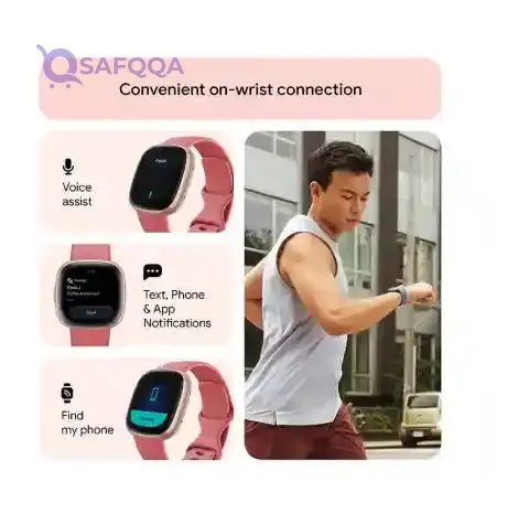 Versa 4, Health & Fitness Smartwatch with Built-in GPS and Up To 6+ Days Battery Life, 6-months Premium Membership Included, compatible with Android and iOS Pink Sand / Copper Rose - Safqqa