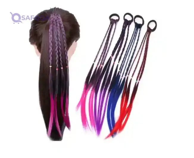 4-Piece Princess Rainbow Hair Wig Set - Safqqa