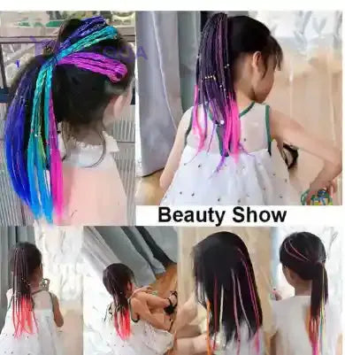 4-Piece Princess Rainbow Hair Wig Set - Safqqa
