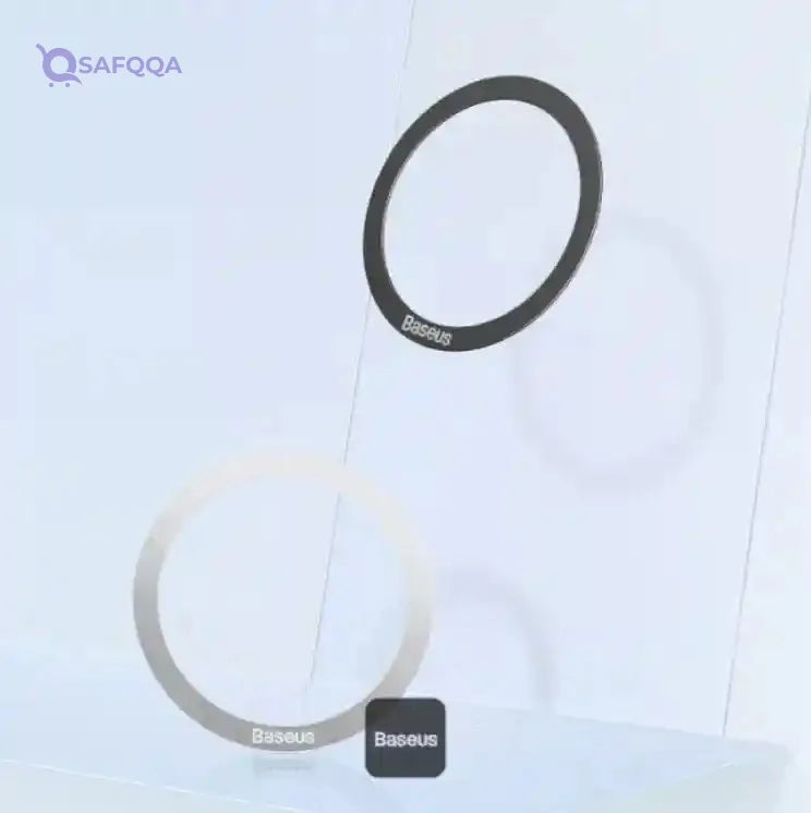 Baseus Halo Series Magnetic Metal Ring Sticker | Ultra-Thin Phone Holder Plate 2 Pcs - Black - Safqqa