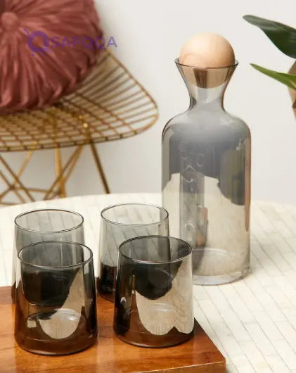 Glass Carafe & Glasses Set – Elegant Drinkware - Safqqa