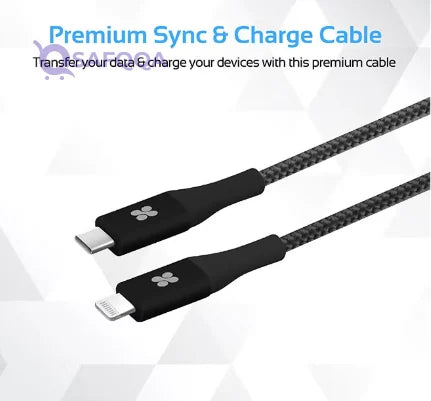 Promate USB-C to Lightning Nylon Braided 2.4A Cable with OTG – 1.2M - Safqqa