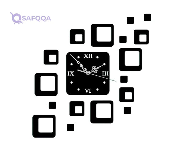 Creative Wall Clock with Decorative Sticker 18.2 × 18.2 cm - Safqqa