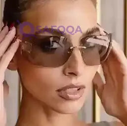Bsreyeop Y2K Futuristic Rimless Sunglasses for Women Men Fashion Wrap Around Frame Frameless Design - Safqqa Egypt